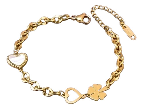 Pulsera De Tobillo Trebol 4 Hojas Tobillera Corazón De Acero