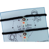 Pulseras Parejas Amistad Astronauta Tejidas Negras