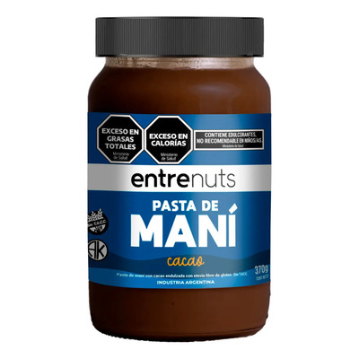 Pasta De Maní Con Cacao Entreenuts 370g Sin TACC Libre De Gluten | MercadoLibre
