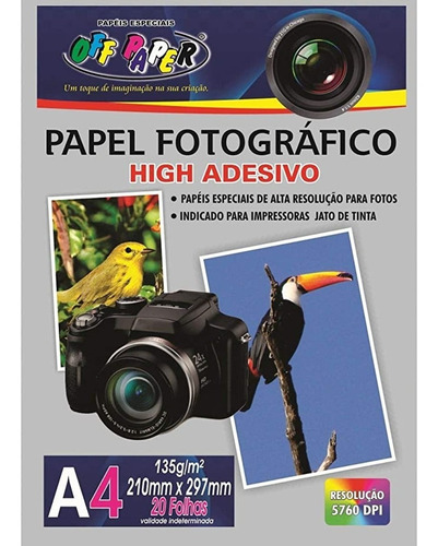 Papel Fotográfico Adesivo A4 Glossy 135g C/100 Folhas