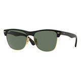 Anteojos De Sol Ray-ban Clubmaster Oversized Standard Con Marco De Nailon Color Gloss Black, Lente Green Clásica, Varilla Gloss Black De Nailon - Rb4175