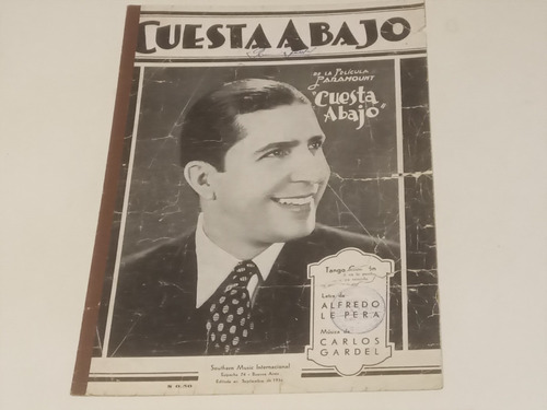 Partitura: Cuesta Abajo. Tango. Musica: Carlos Gardel