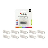 Kit 10 Memorias Usb Stylos Tech St100 16gb 2.0 Plateado