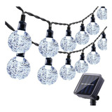 Luces Decorativas De Bolas De Cristal Solares Impermeables P