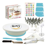 Kit Decoración Para Reposteria 46pcs Con Placa Giratoria