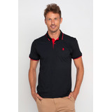 Polo Masculina Filete 100% Algodão Polo Wear Preto