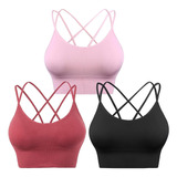 3pcs Brasier Deportivo Mujer Sosten Cruzado Tirantes Yoga