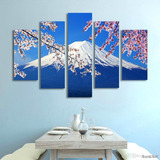 Quadros Decorativos Monte Fuji Japao Cerejei Mosaico 5 Peça
