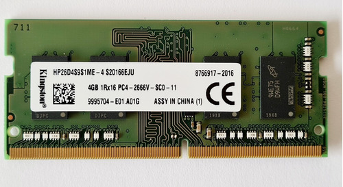 Memoria Ram Kingston Para Portátil 4gb Sdram Ddr4 2666v