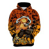 Moletom Blusa Demon Slayer Zenitsu Anime Ação Full 091