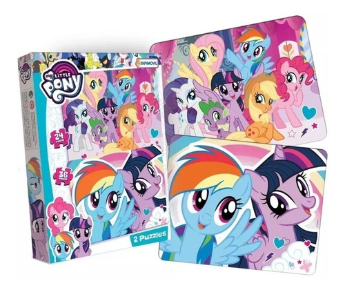 Puzzle X 2 My Little Pony 36y24 Piezas Rompecabeza Infantil