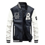 Chaqueta De Béisbol Informal Suelta De Pu Para Hombre