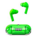 Fone De Ouvido F20 Verde Sem Fio Bluetooth Com Visor Led