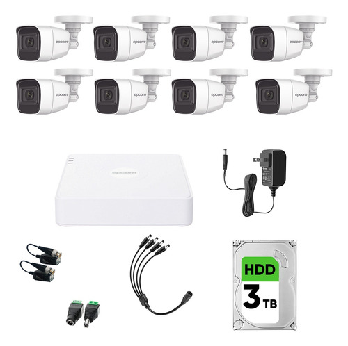 Epcom Kit Videovigilancia 8 Camaras 2mp Audio Metal + 3tb