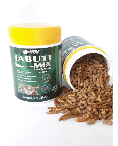 Ração Mega Food Jabuti Mix 70g Com Larvas Tenébrio