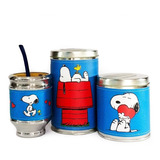 Combo Mate Aluminio Madera Yerbera Azucarera Latas Snoopy