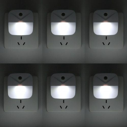 Kinur Paquete De 6 Luces Led Nocturnas Enchufables A La Pare