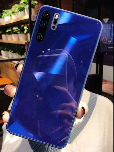 Capa Silicone Diamante Refletivo Para Samsung A50 Azul 