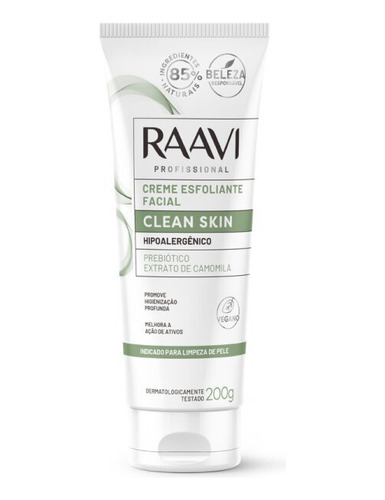 Creme Esfoliante Facial Clean Skin 200g Raavi Hipoalergênico