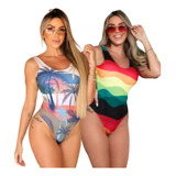 Kit 2 Biquini Maio Feminino Praia Moda Body Litoral E Ondas