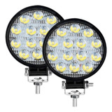 Par Farol Milha 14 Leds 6000k 42w Off-road 12v E 24v Forte