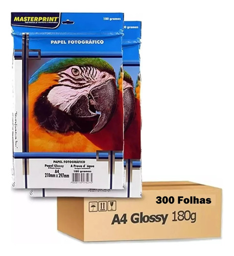 Papel Fotográfico Masterprint 180g A4 Glossy Kit 300 Folhas