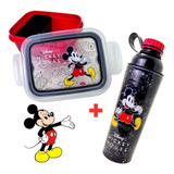 Kit Marmita Mickey Pote Hermético 2 Div. + Garrafa Grande