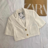 Blazer Tweed Corto Blanco Zara - Ref. 3187/273