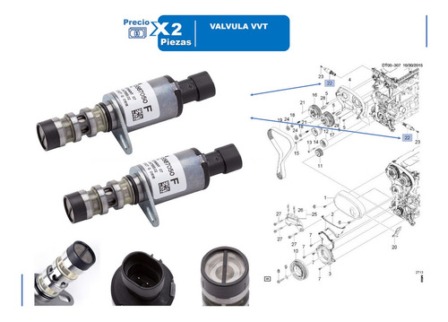 Valvula Solenoide Arbol Levas Chevrolet Trax 1.8 2014 2pz