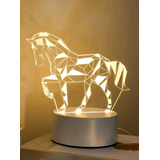 Lámpara De Escritorio Led 3d. Caballo. Luz Amarilla. 