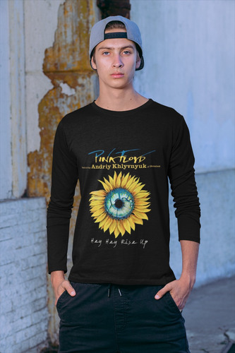 Polera Larga Pink Floyd Rock Musica Flor Estampado Algodon