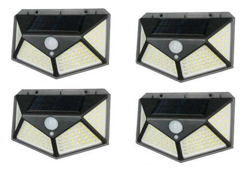 4 Luminária Sensor Luz Refletor Painel Solar Jardins Garagem