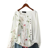 Blusa Moderna, Casual, Elegante, Bohemia, Suelta De Lino. [n