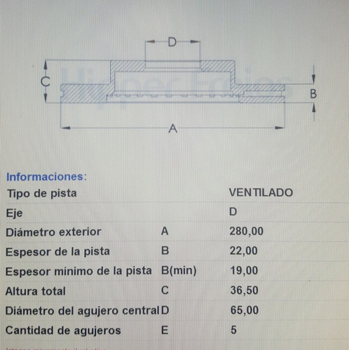 Seat Toledo Ii 1.8i  Ao 99 Disco Freno Perforado Biselado Foto 4