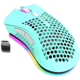 Mouse Gamer Attoe Inalambrico Honeycomb Rgb Celeste