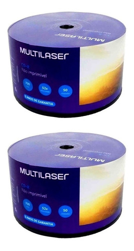 100 Cd-r Midia Virgem Multilaser C/logo Cdr 52x 80min 700mb