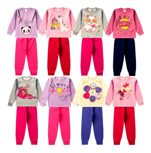 Kit 4 Peças Moletom Feminino Infantil Menina Outono/inverno