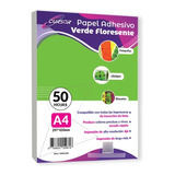 Papel Adhesivo Verde Fluorescente Flour A4  Pack 50 Cursor