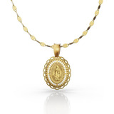 Medalla Virgen De Guadalupe Cadena 50cm De Oro 10k Italiano Color Dorado