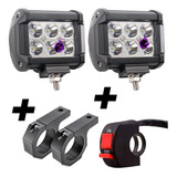 Faro Auxiliar 22w Led Moto Spot/flood X 2 + Tecla + Soportes