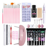 Wqw 41pcs Polygel Kit Uñas Uv Lámpara Led Para Poli Gel Set