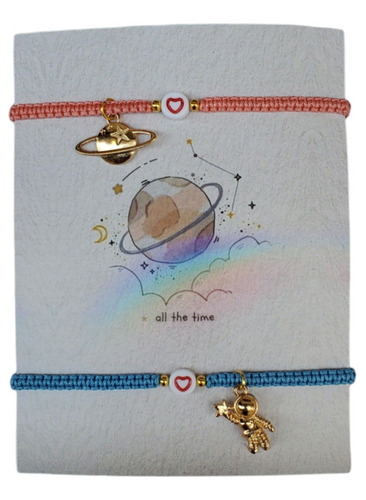 Pulseras Saturno Y Astronauta Pareja Y Amigos Regalo Moda