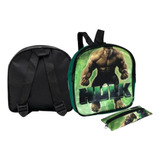 Kit Escola Hulk  Lancheira E Estojo De Menino Para Estudar