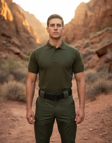Playera Polo Manga Corta Verde Camisa Táctica Militar F
