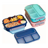 Box Lunch Toper Hermetico Cuchara Compartimentos Contenedor Color Azul