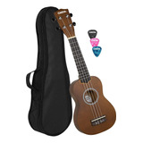 , Ukelele Soprano De 4 Cuerdas Con Funda De Nailon Negr...