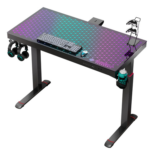 Eureka Ergonomic Escritorio Para Juegos De Vidrio Rgb, Escr.