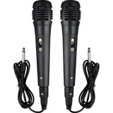 Kit Com 2x Microfone Com Fio Profissional Dinâmico Karaoke