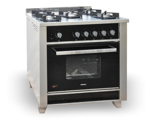 Cocina Llanos Chef 90 Puerta Vidrio Acero 5 Hornallas