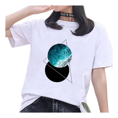 Playera Mujer Camiseta Manga Corta Ropa Planeta Estampado